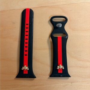 Black and Red Watch Band with Gold Bee Accent